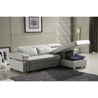 Canapé d'angle convertible 5 places, ALLUSION, couleur blanc, angle droit