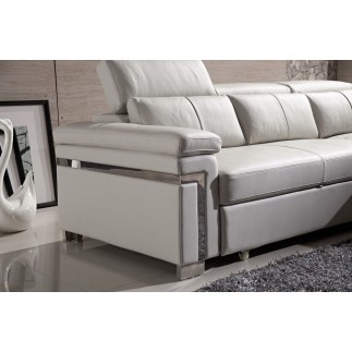 Canapé d'angle convertible 5 places, ALLUSION, couleur blanc, angle droit