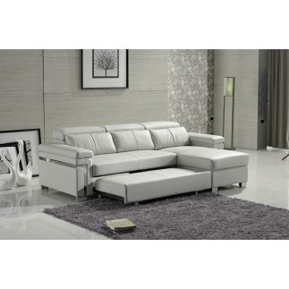 Canapé d'angle convertible 5 places, ALLUSION, couleur blanc, angle droit