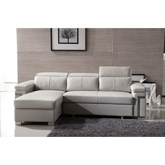 Canapé d'angle convertible 5 places, ALLUSION, blanc, angle gauche