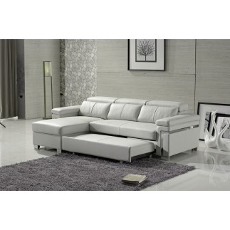Canapé d'angle convertible 5 places, ALLUSION, blanc, angle gauche