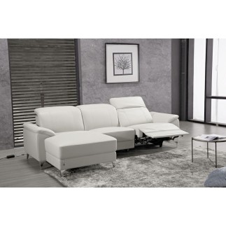 Canapé d'angle relax de luxe 5 places BRINDA, blanc, angle gauche