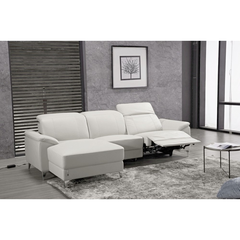 Canapé d'angle relax de luxe 5 places BRINDA, blanc, angle gauche