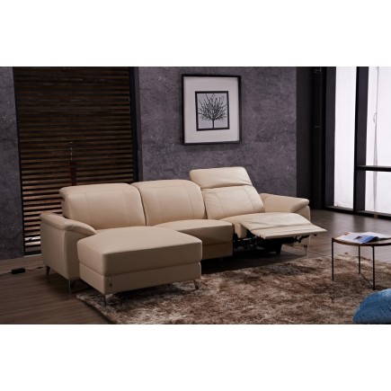 Canapé d'angle relax de luxe 5 places BRINDA, beige, angle gauche