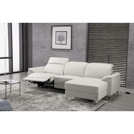 Canapé d'angle relax de luxe 5 places BRINDA, blanc, angle droit