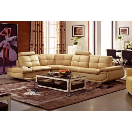 Canapé d'angle, qualité luxe 6/7 places BELLASTAR, beige, angle gauche