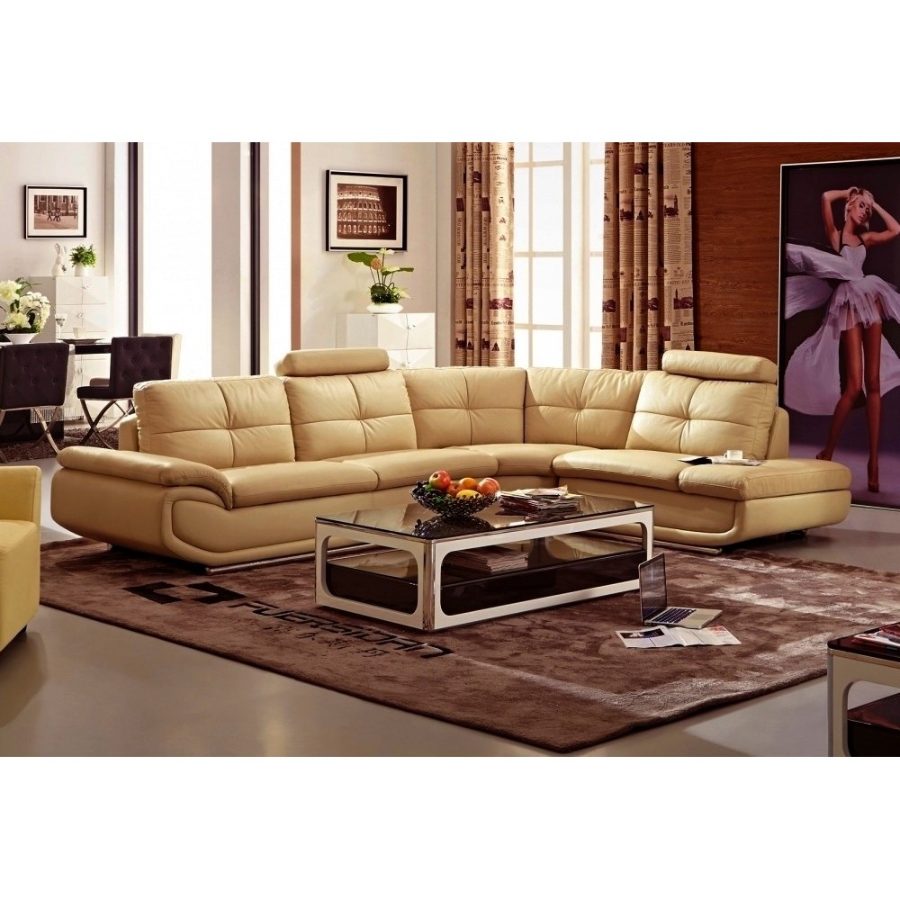 Canapé d'angle, qualité luxe 6/7 places BELLASTAR, coloris beige, angle droit