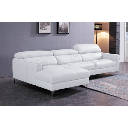 Canapé d'angle de luxe, 5 places ARGO blanc, angle gauche