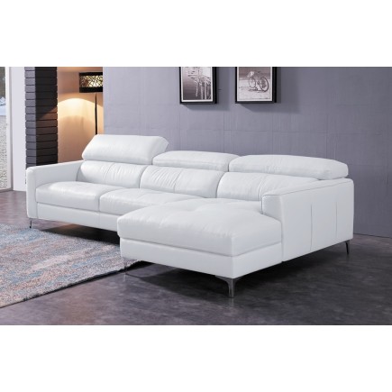 Canapé d'angle de luxe, 5 places ARGO, blanc, angle droit