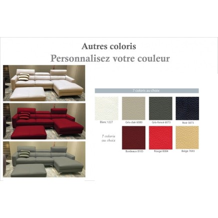 Canapé d'angle de luxe, 5 places ARGO, couleur personnalisée, angle droit
