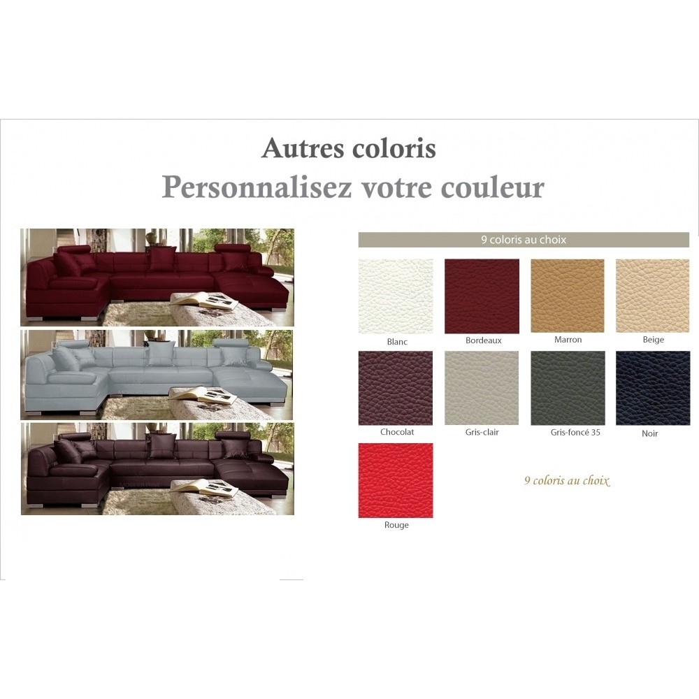 Canapé d'angle 8 places NAPO, couleur personnalisée, angle gauche