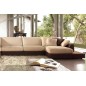 Canapé d'angle LOFT en tissu haut de gamme, beige et chocolat, angle gauche, 8 places