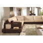 Canapé d'angle LOFT en tissu haut de gamme, beige et chocolat, angle gauche, 8 places
