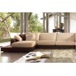 Canapé d'angle LOFT en tissu haut de gamme, coloris beige et chocolat, angle droit, 8 places