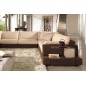 Canapé d'angle LOFT en tissu haut de gamme, coloris beige et chocolat, angle droit, 8 places