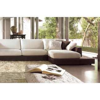 Canapé d'angle LOFT en tissu haut de gamme, écru et chocolat, angle gauche