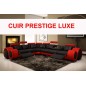 Canapé d'angle en CUIR PRESTIGE italien 5/6 places PETIT EXCELIA, noir et rouge