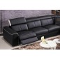 Canapé d'angle double relax électrique en cuir de buffle italien de luxe 7/8 places BESTRELAX, noir et blanc, angle droit