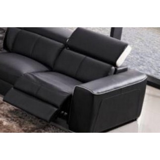 Canapé d'angle double relax électrique en cuir de buffle italien de luxe 7/8 places BESTRELAX, noir et blanc, angle droit