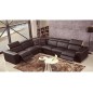 Canapé d'angle double relax électrique en cuir de buffle italien de luxe 7/8 places BESTRELAX chocolat et beige, angle gauche,