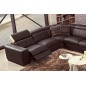 Canapé d'angle double relax électrique en cuir de buffle italien de luxe 7/8 places BESTRELAX chocolat et beige, angle gauche,