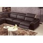 Canapé d'angle double relax électrique en cuir de buffle italien de luxe 7/8 places BESTRELAX chocolat et beige, angle gauche,