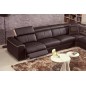 Canapé d'angle double relax électrique en cuir de buffle italien de luxe 7/8 places BESTRELAX, chocolat et beige, angle droit,