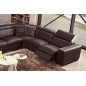 Canapé d'angle double relax électrique en cuir de buffle italien de luxe 7/8 places BESTRELAX, chocolat et beige, angle droit,