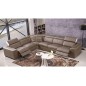 Canapé d'angle double relax électrique en cuir de buffle italien de luxe 7/8 places BESTRELAX moka et blanc, angle gauche,