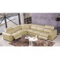 Canapé d'angle double relax électrique en cuir de buffle italien de luxe 7/8 places BESTRELAX beige et blanc, angle gauche,