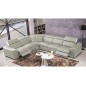 Canapé d'angle double relax électrique en cuir de buffle italien de luxe 7/8 places BESTRELAX gris clair et blanc, angle gauche,