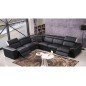 Canapé d'angle double relax électrique en cuir de buffle italien de luxe 7/8 places BESTRELAX noir et blanc, angle gauche,