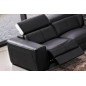 Canapé d'angle double relax électrique en cuir de buffle italien de luxe 7/8 places BESTRELAX noir et blanc, angle gauche,