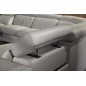 Canapé d'angle double relax électrique en cuir de buffle italien de luxe 7/8 places BESTRELAX noir et blanc, angle gauche,