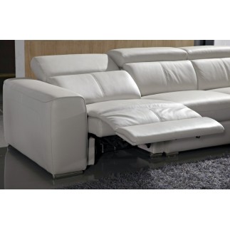 Canapé d'angle double relax électrique en cuir de buffle italien de luxe 7/8 places BESTRELAX noir et blanc, angle gauche,