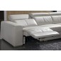 Canapé d'angle double relax électrique en cuir de buffle italien de luxe 7/8 places BESTRELAX noir et blanc, angle gauche,