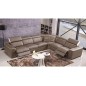 Canapé d'angle double relax électrique en cuir de buffle italien de luxe 7/8 places BESTRELAX, moka et blanc, angle droit,