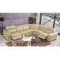 Canapé d'angle double relax électrique en cuir de buffle italien de luxe 7/8 places BESTRELAX, beige et blanc, angle droit,
