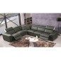 Canapé d'angle double relax électrique en cuir de buffle italien de luxe 7/8 places BESTRELAX gris foncé et blanc, angle gauche,