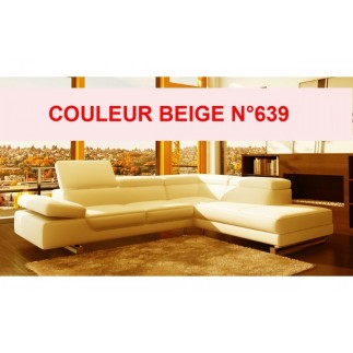 Canapé d'angle en cuir italien 5/6 places PETIT GEORGIO , BEIGE N°639 Angle Droit
