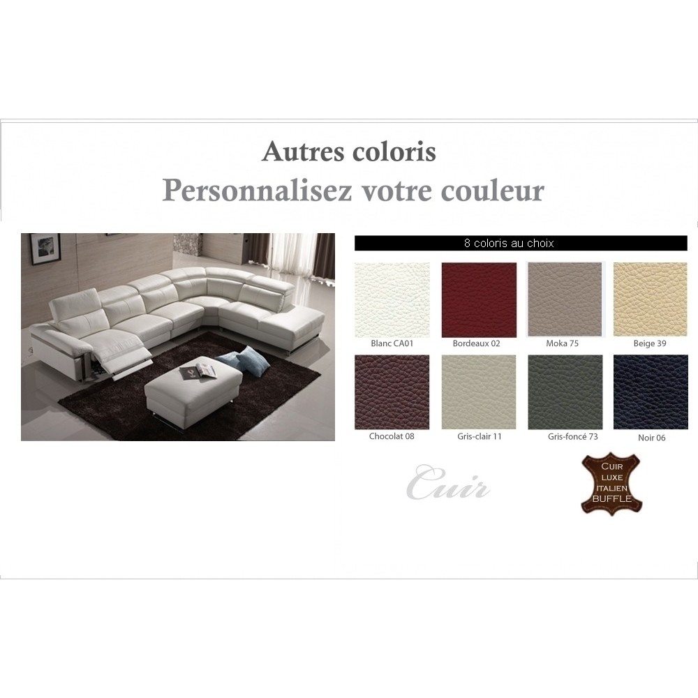 Commande spéciale personnalisée sur demande du client Canapé d'angle relax en cuir buffle italien de luxe RELAXINO avec une assi Commande spéciale personnalisée sur demande du client Canapé d'angle relax en cuir buffle italien de luxe RELAXINO avec une assi