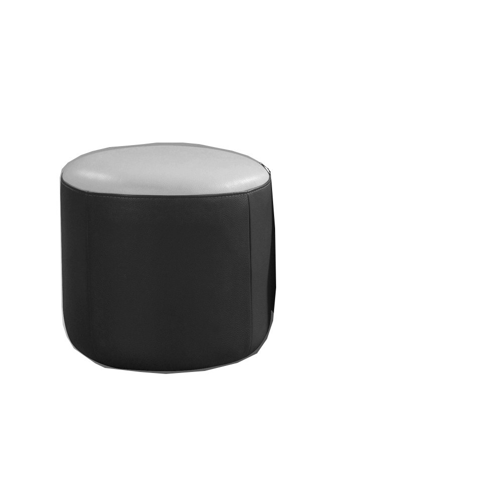 1 pouf rond en cuir noir UNI