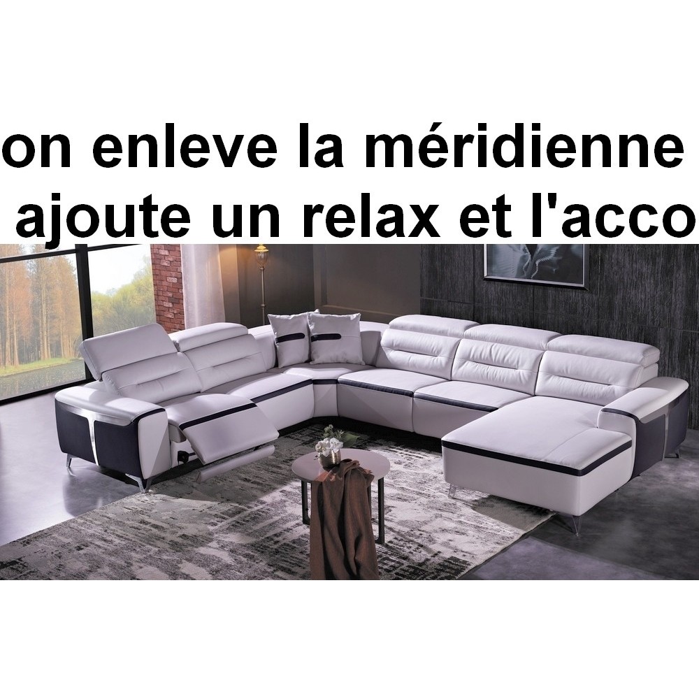 Fabrication sur mesure personnalisée sur demande du client Canapé d'angle relax en cuir buffle italien de luxe COMBIRELAX: on en