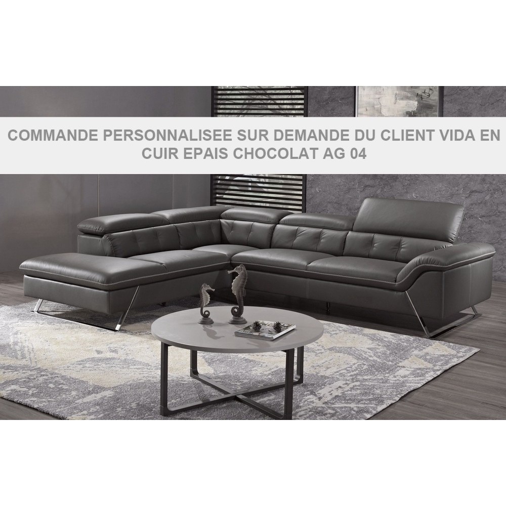 Solde commande personnalisee sur demande du client Mr Abaza canapé d'angle en cuir epais de buffle italien de luxe 5/6 places vi