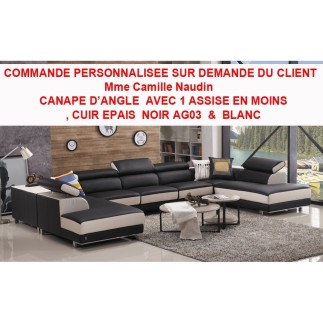 COMMANDE PERSONNALISEE SUR MESURE SUR DEMANDE DU CLIENT Mme Camille Naudin Canapé d'angle en cuir buffle épais italien de luxe 8