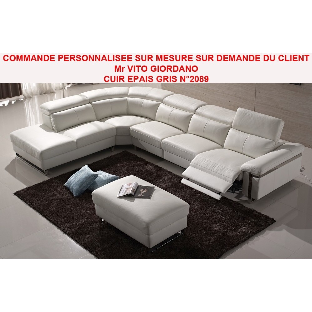 COMMANDE PERSONNALISEE SUR MESURE SUR DEMANDE DU CLIENT DE Mr VITO GIORDANO Canapé d'angle relax en cuir buffle Epais italien, d COMMANDE PERSONNALISEE SUR MESURE SUR DEMANDE DU CLIENT DE Mr VITO GIORDANO Canapé d'angle relax en cuir buffle Epais italien, d