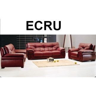 Ensemble OXFORD 3 pièces canapé 3 places + 2 places + fauteuil en cuir luxe italien vachette , écru