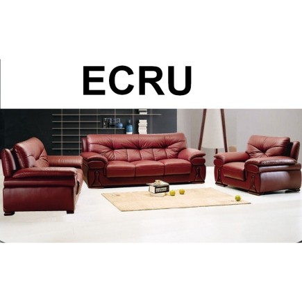 Ensemble OXFORD 3 pièces canapé 3 places + 2 places + fauteuil en cuir luxe italien vachette , écru