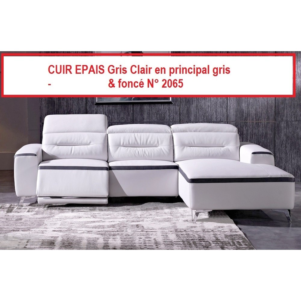 COMMANDE PERSONNALISEE SUR DEMANDE DU CLIENT , Cuir Epais Canapé d'angle relax en cuir de buffle italien de luxe FUNRELAX , Gris COMMANDE PERSONNALISEE SUR DEMANDE DU CLIENT , Cuir Epais Canapé d'angle relax en cuir de buffle italien de luxe FUNRELAX , Gris