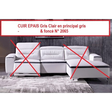 COMMANDE PERSONNALISEE SUR DEMANDE DU CLIENT , Cuir Epais 1 FAUTEUIL en cuir de buffle italien de luxe FUNRELAX , Gris Clair AG0